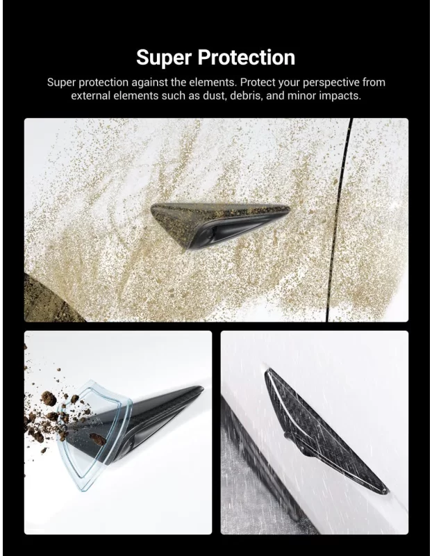 Tesla Model 3/Y/S/X için Gerçek Karbon Fiber Yan Kamera Kapakları