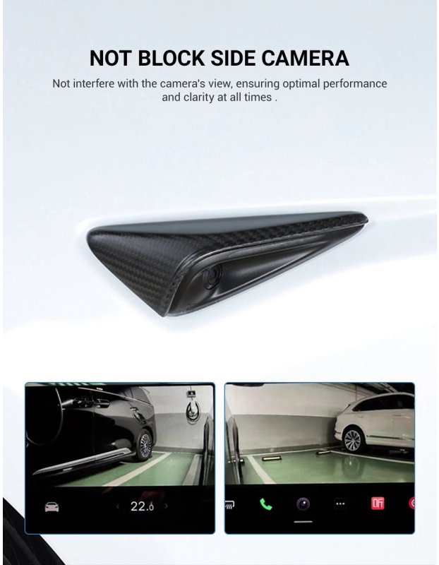 Tesla Model 3/Y/S/X için Gerçek Karbon Fiber Yan Kamera Kapakları