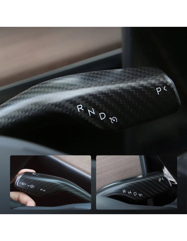 Tesla Model Y/3 için Gercek Karbon Fiber Vites Kolu ve Sinyal Kapağı