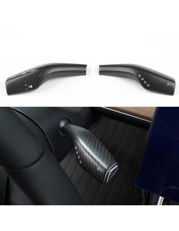 Tesla Model Y/3 için Gercek Karbon Fiber Vites Kolu ve Sinyal Kapağı