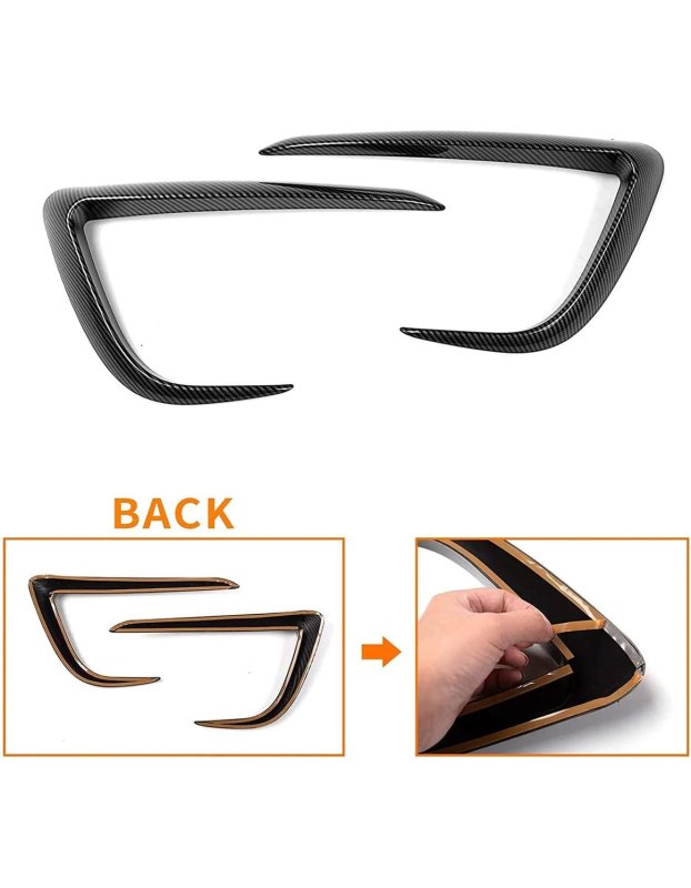 Tesla Model Y İle Uyumlu Karbon Fiber Görünümlü Otomobil Tampon ve Sis Farı Köşe Koruyucu, Siyah, 2 Parça