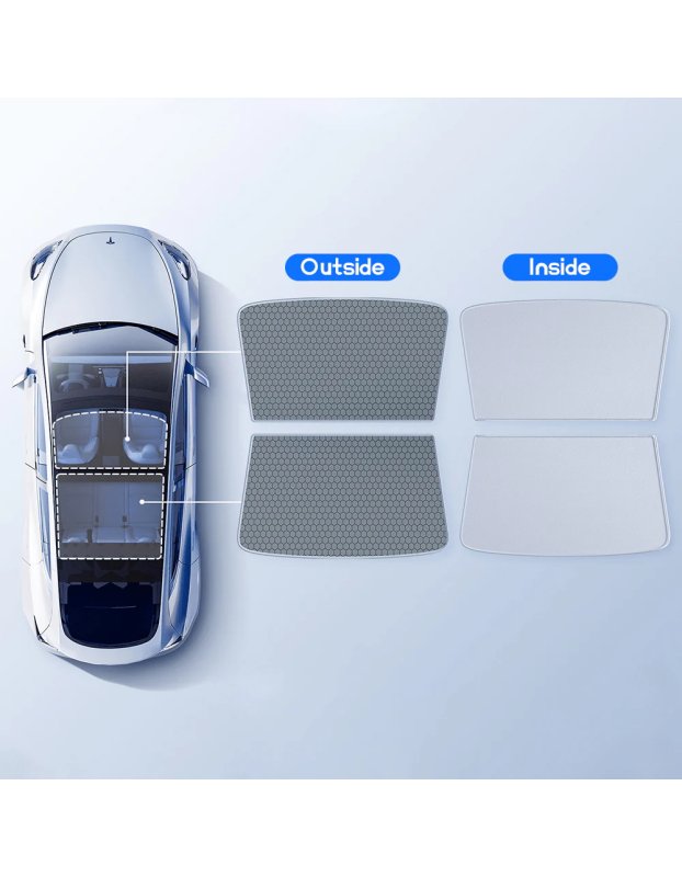 Tesla Model Y ve Juniper için Cam Tavan Güneşlik, UV Koruma, Katlanabilir Sert Çerçeve, Fermuarlı Çanta