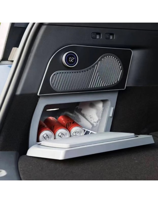 Tesla Model Y ve Juniper Yeni Model Y ile Uyumlu TEMAI 16L Kapasiteli Mini Buzdolabı, Çift Bölmeli Soğutma ve Dondurma Özellikli, LED Ekranlı