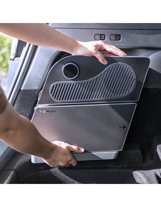 Tesla Model Y ve Juniper Yeni Model Y ile Uyumlu TEMAI 16L Kapasiteli Mini Buzdolabı, Çift Bölmeli Soğutma ve Dondurma Özellikli, LED Ekranlı
