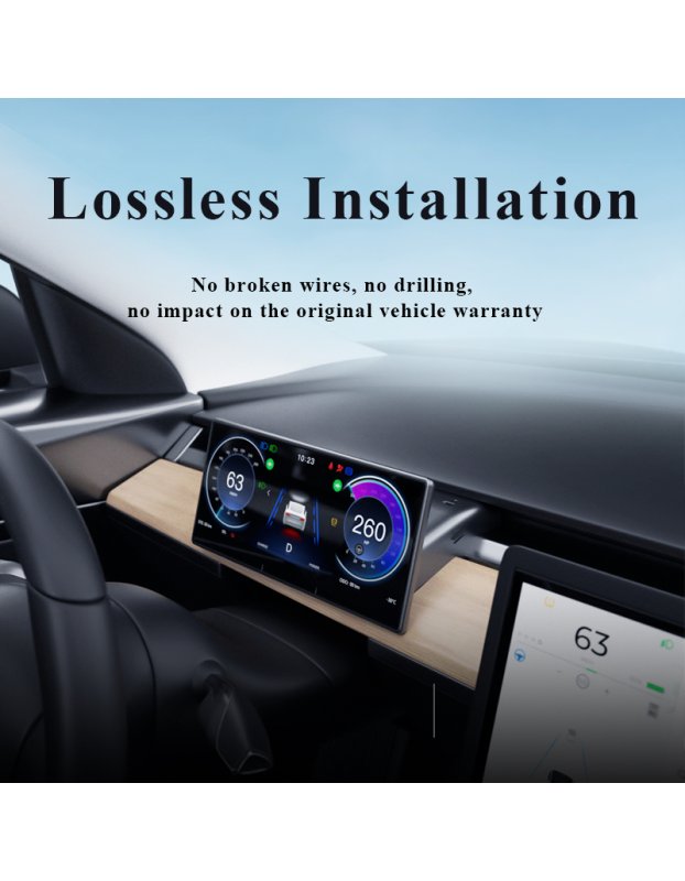 Tesla Model Y ve Model 3 ile uyumlu 9 inch Gösterge Ekranı, Carplay ve Android Uyumlu (ön kamera dahil değildir)