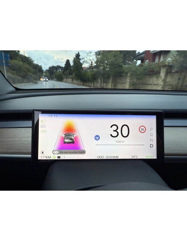Tesla Model Y ve Model 3 ile uyumlu araç Gösterge Ekranı, CarPlay ve Android