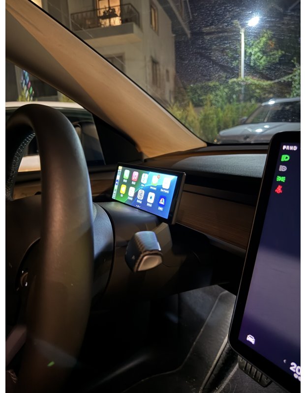 Tesla Model Y ve Model 3 ile uyumlu araç Gösterge Ekranı, CarPlay ve Android