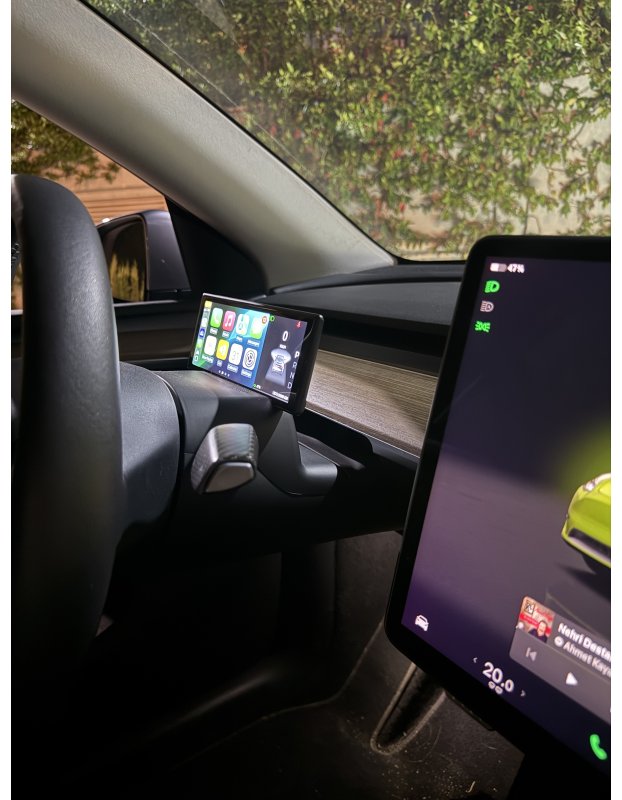 Tesla Model Y ve Model 3 ile uyumlu araç Gösterge Ekranı, CarPlay ve Android