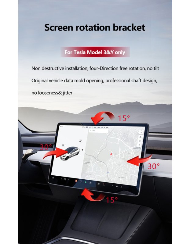 Tesla Model Y ve Model 3 ile uyumlu Ekran döndürme kiti