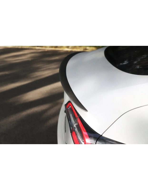Tesla Model Y ve Model 3 ile uyumlu Gerçek Karbon Fiber Kanat/Spoiler